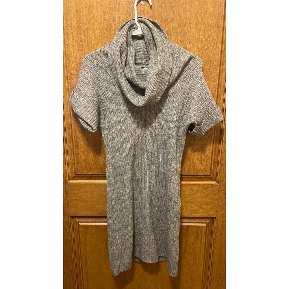 Banana Republic Womens XS Gray Lambswool Blend Cowl Neck Ribbed Sweater Dress
